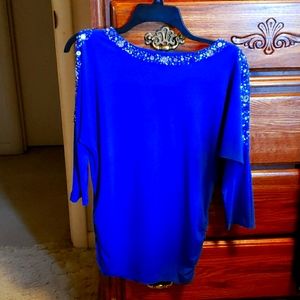 Susan Graver Blue Sequin Top